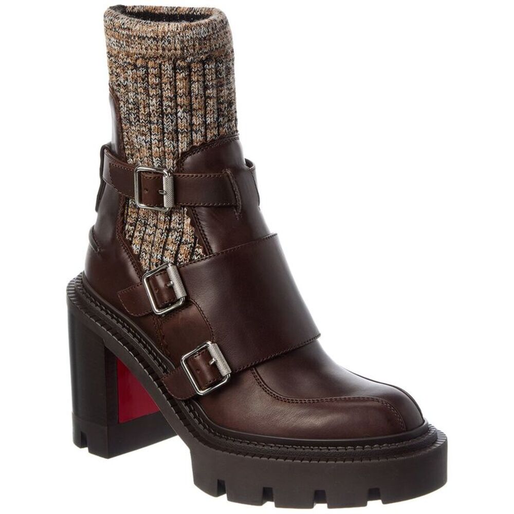 Christian Louboutin Cortinetta College 100 Leather Boot, Brown